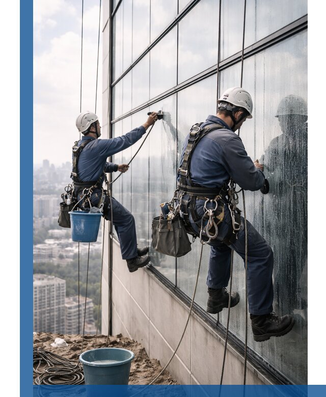 Профессиональная мойка фасадных окон альпинистами в Братске