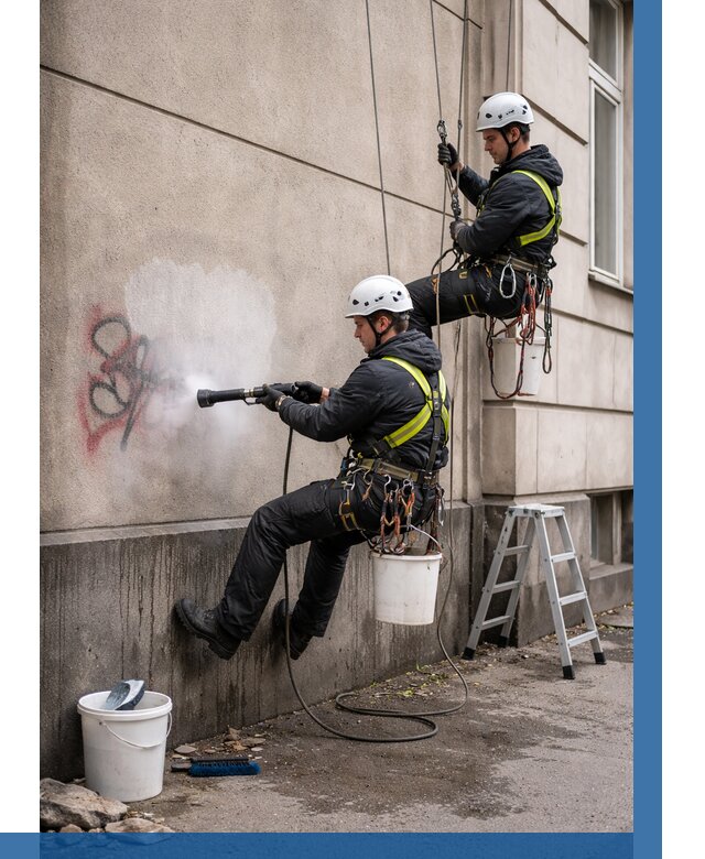 Удаление граффити с фасада в Братске от 4592 р. | ВЫСОТНИК-Брт