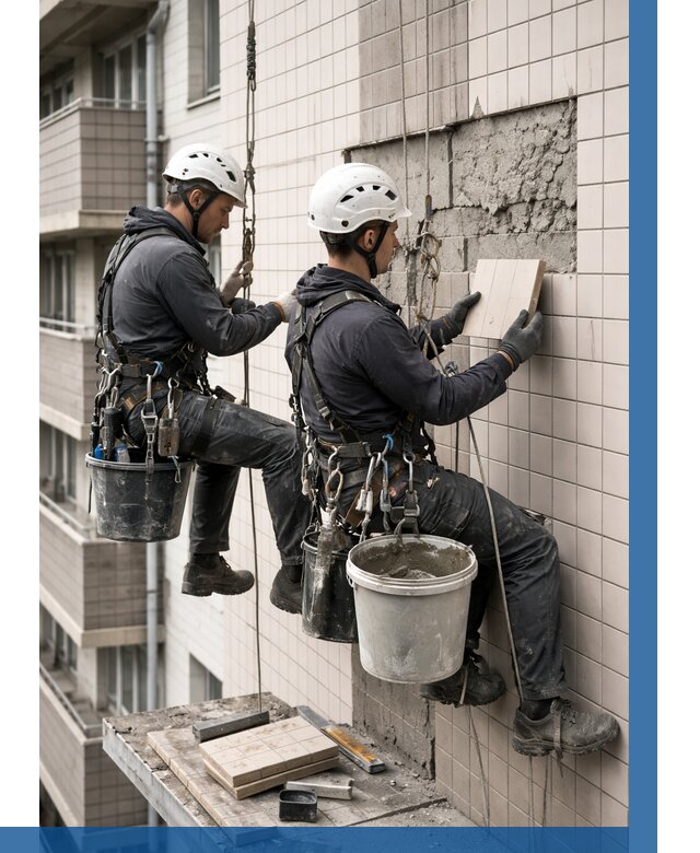 Ремонт облицовки фасада плиткой в Братске от 1837 р. | ВЫСОТНИК-Брт