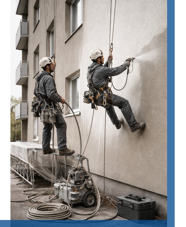 Безвоздушная покраска фасада в Братске от 224 р/м² | ВЫСОТНИК-Брт