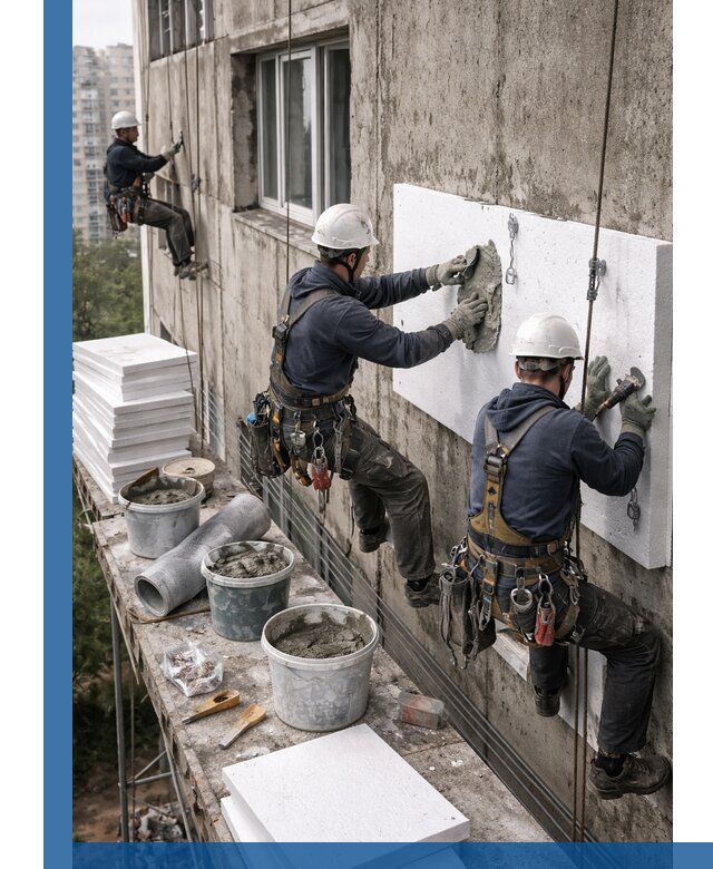 Утепление фасада пенополистиролом в Братске под ключ