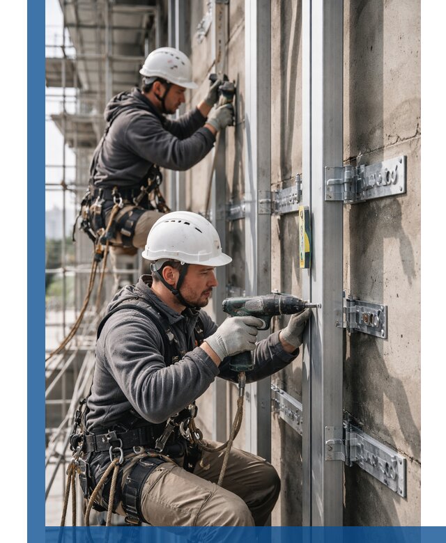 Монтаж и крепление подсистемы вентфасада в Братске