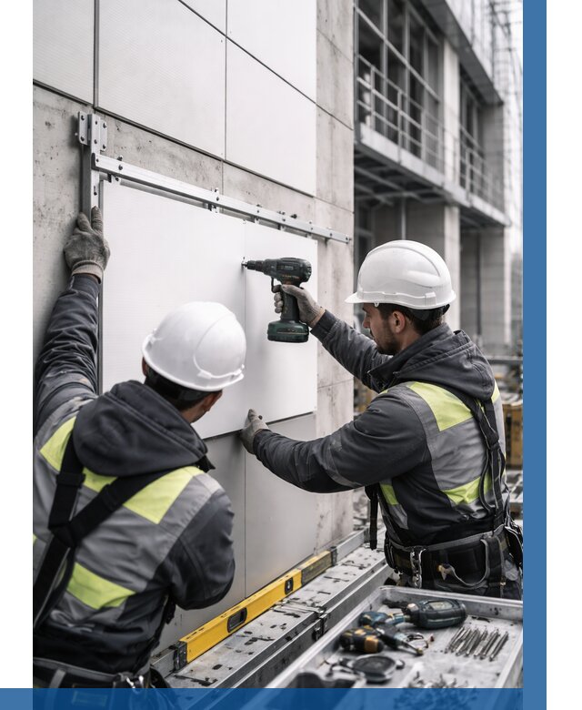 Монтаж композитных панелей фасада в Братске от 2551 р. | ВЫСОТНИК-Брт