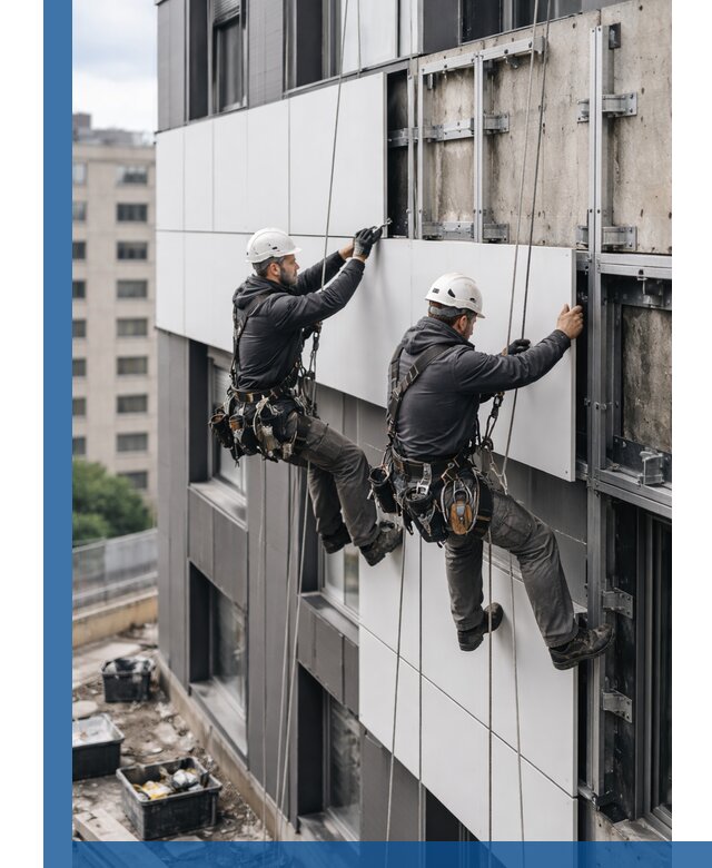 Монтаж композитных панелей фасада в Братске под ключ