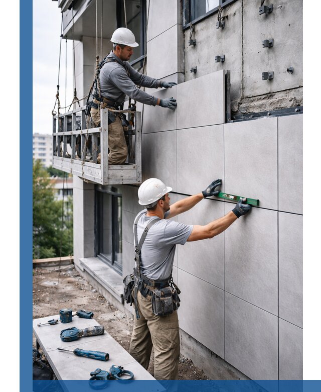 Монтаж керамогранита на фасад в Братске под ключ с гарантией качества