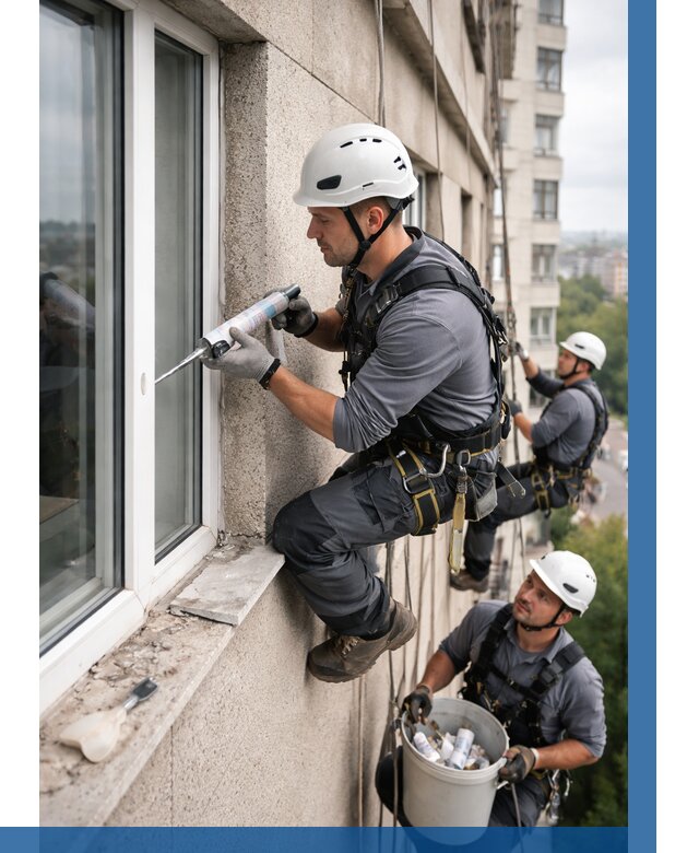 Герметизация оконных швов снаружи в Братске от 1531 р. | ВЫСОТНИК-Брт