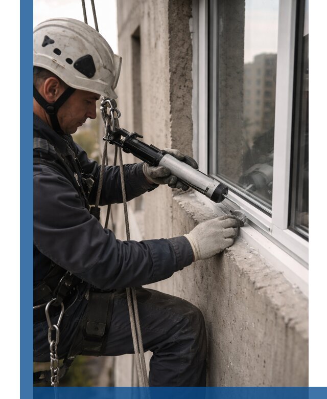 Герметизация оконных швов снаружи в Братске профессионально