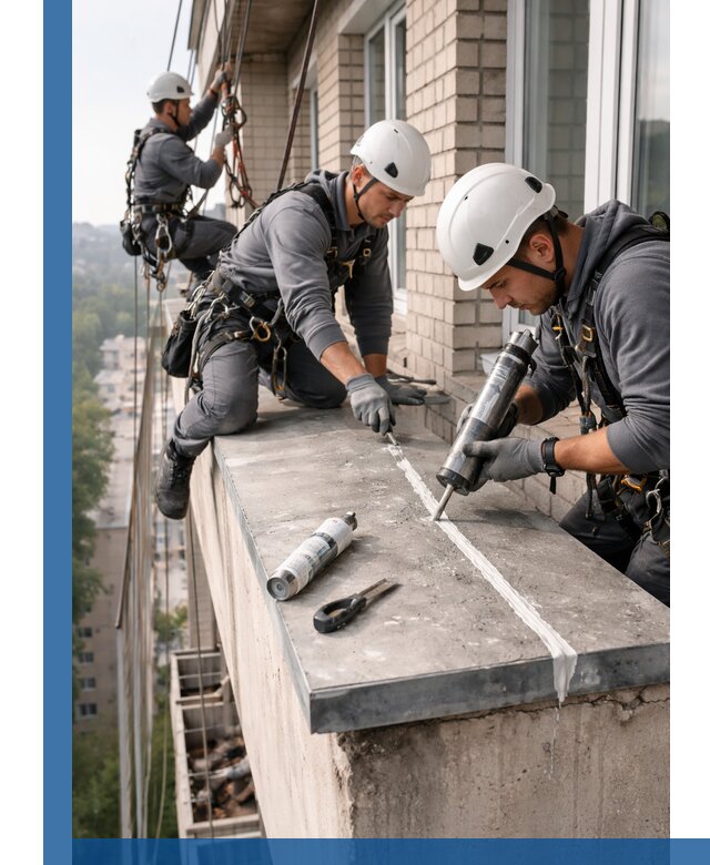 Герметизация балконного козырька в Братске профессионально