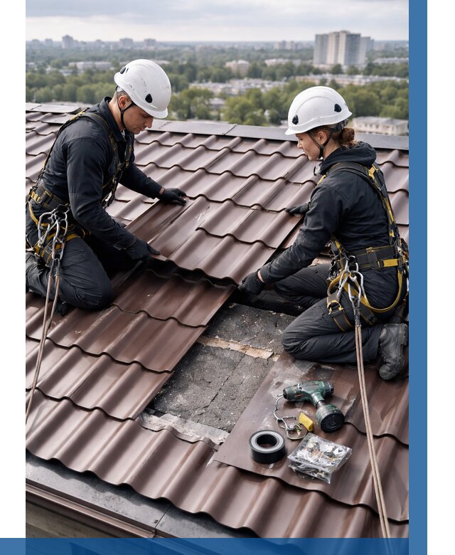 Ремонт металлочерепицы на крыше в Братске от 918 р. | ВЫСОТНИК-Брт