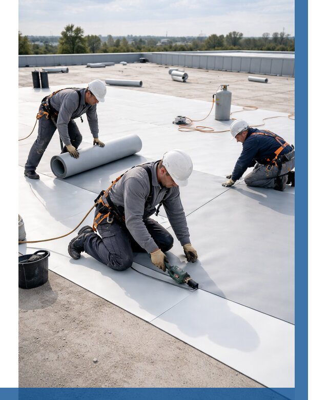 Монтаж мембранной кровли под ключ в Братске от 1224 р. | ВЫСОТНИК-Брт