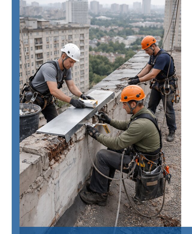 Ремонт парапета на кровле в Братске, высотные работы с гарантией