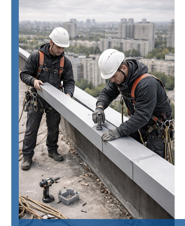 Монтаж парапетных крышек и ограждений кровли в Братске