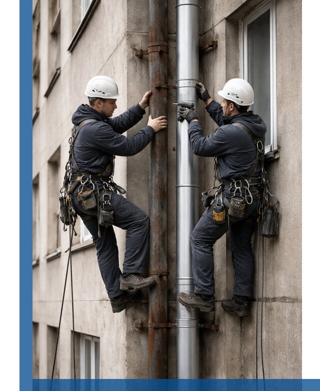 Замена водосточных труб в Братске: монтаж и демонтаж под ключ