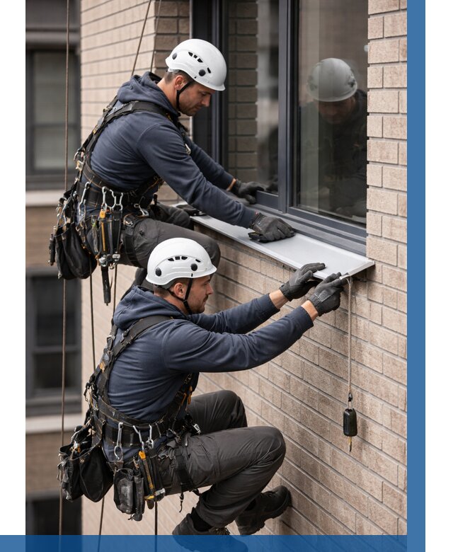 Монтаж оконных отливов под ключ в Братске от 3571 р. | ВЫСОТНИК-Брт