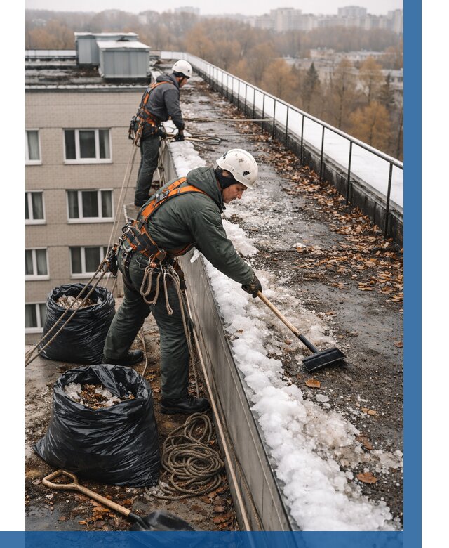 Очистка кровли по периметру в Братске от 561 р. | ВЫСОТНИК-Брт