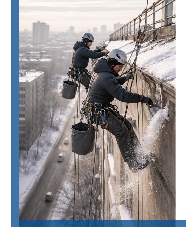 Очистка карнизов от снега в Братске профессионально и безопасно