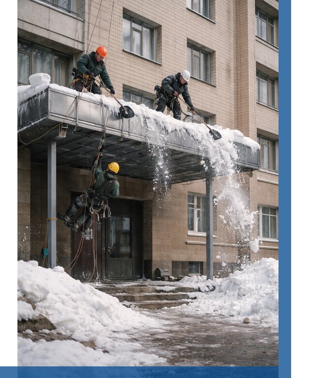 Очистка козырьков от снега в Братске от 3571 р. | ВЫСОТНИК-Брт