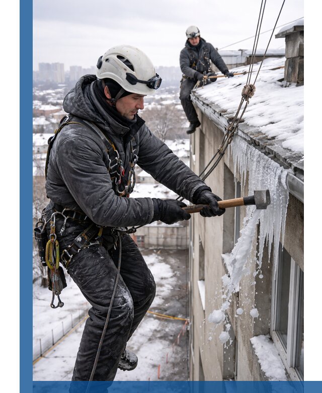 Сбивание и удаление сосулек с крыши в Братске безопасно