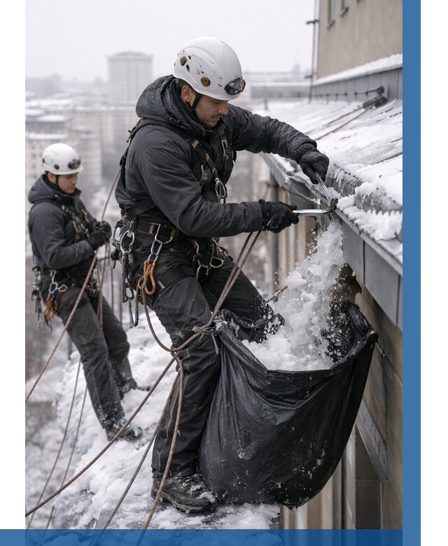 Аварийная очистка крыши в Братске под ключ от 306 р. | ВЫСОТНИК-Брт