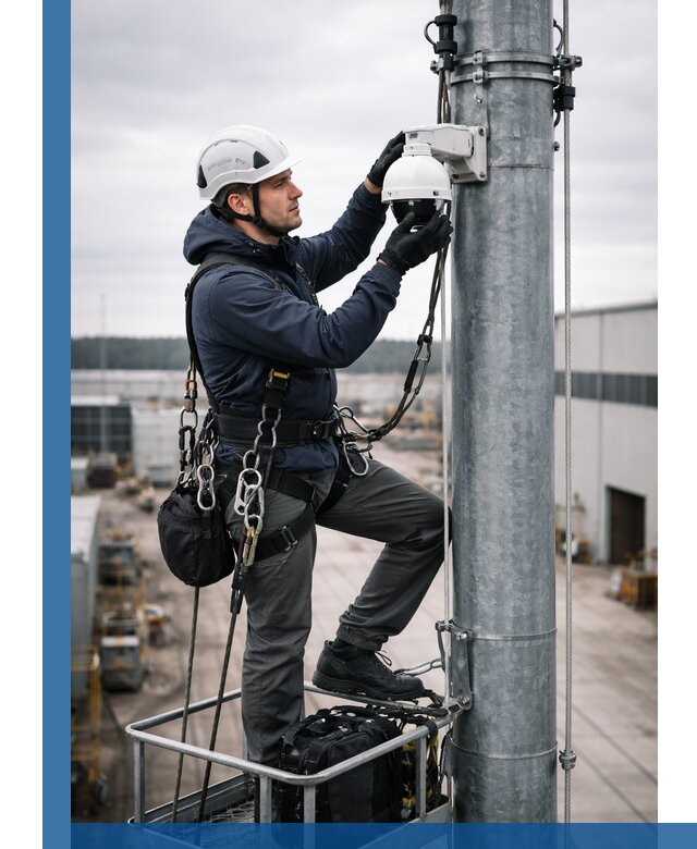 Профессиональная установка видеокамер на мачте в Братске