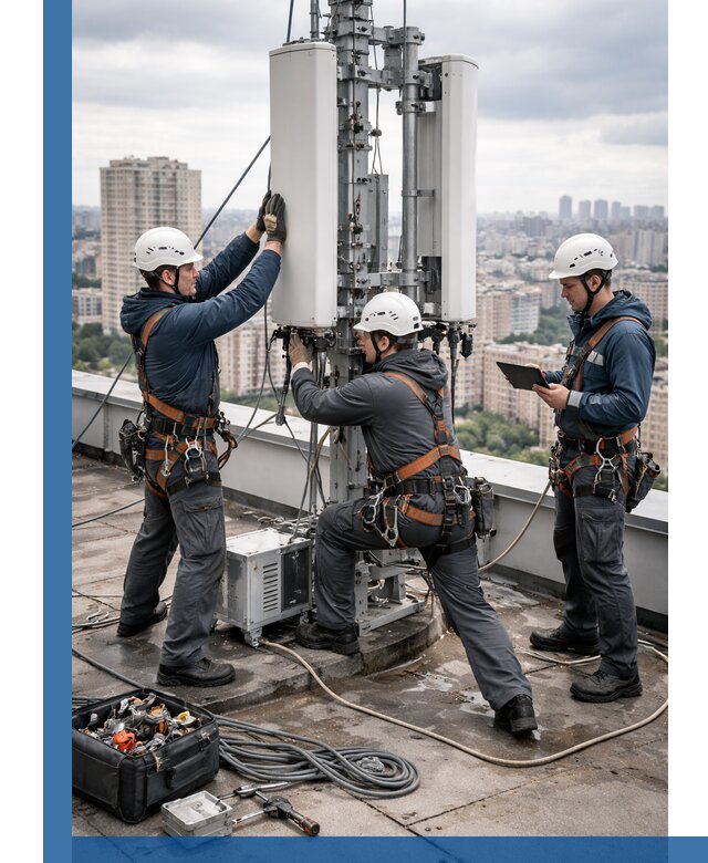 Монтаж антенн связи на крыше в Братске с вводом в эксплуатацию