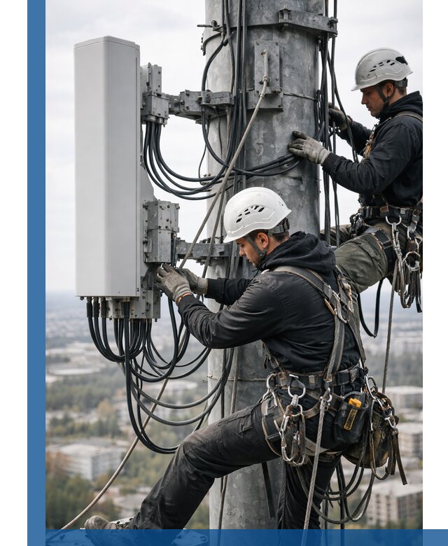 Монтаж оборудования связи на мачте в Братске с пусконаладкой