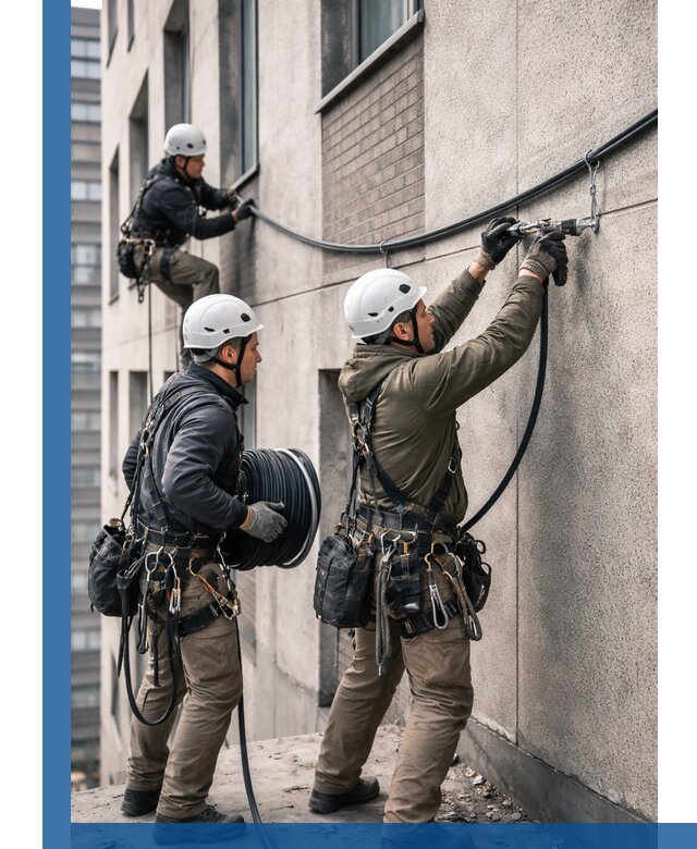 Прокладка кабеля по фасаду в Братске, профессиональный монтаж