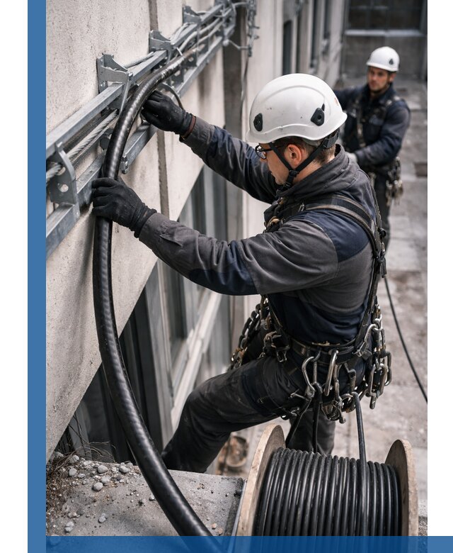 Протяжка кабеля питания на высоте в Братске с гарантией безопасности и качества