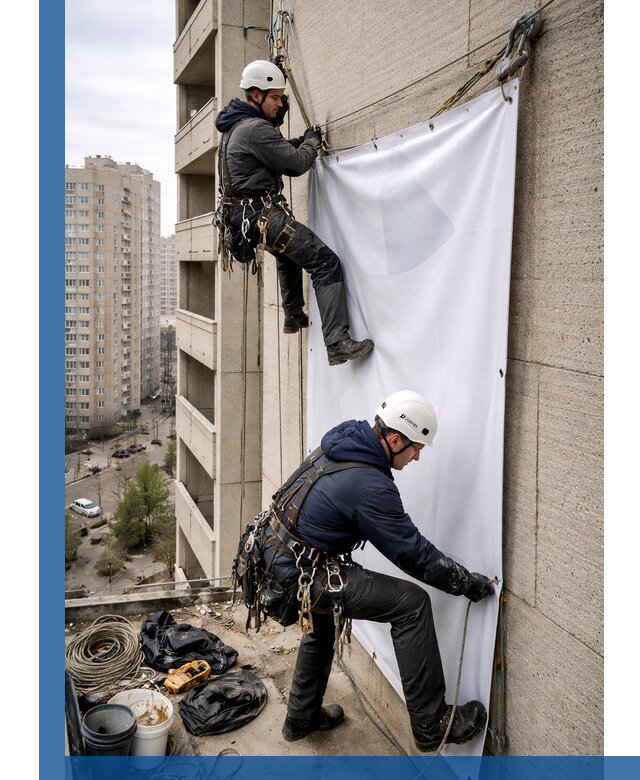 Профессиональный монтаж баннеров на фасаде в Братске