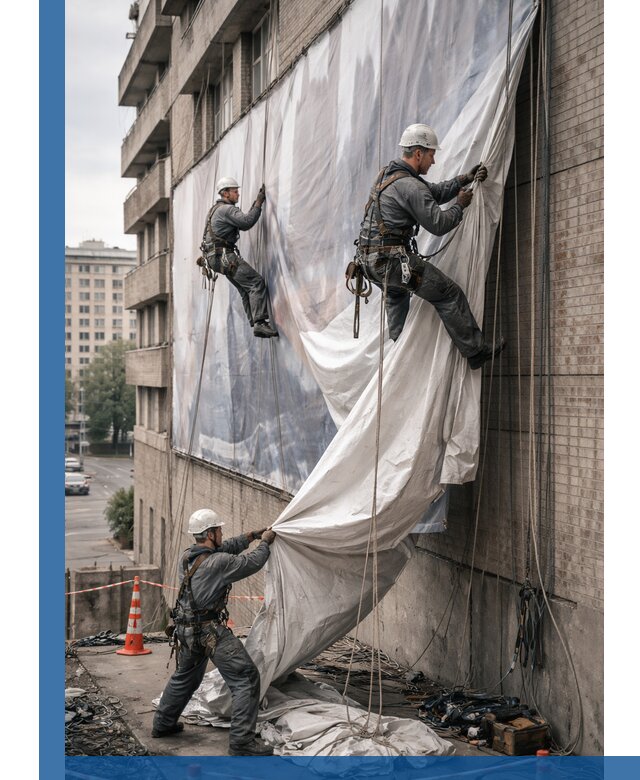 Демонтаж баннеров с фасада в Братске оперативно и безопасно