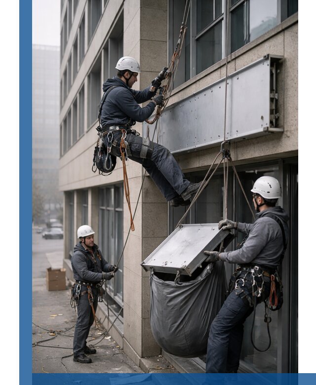 Демонтаж рекламной вывески с высотными работами в Братске