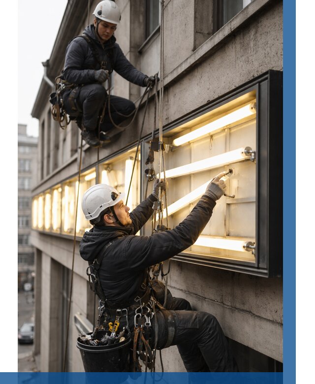 Замена ламп в вывеске в Братске под ключ от 3571 р. | ВЫСОТНИК-Брт