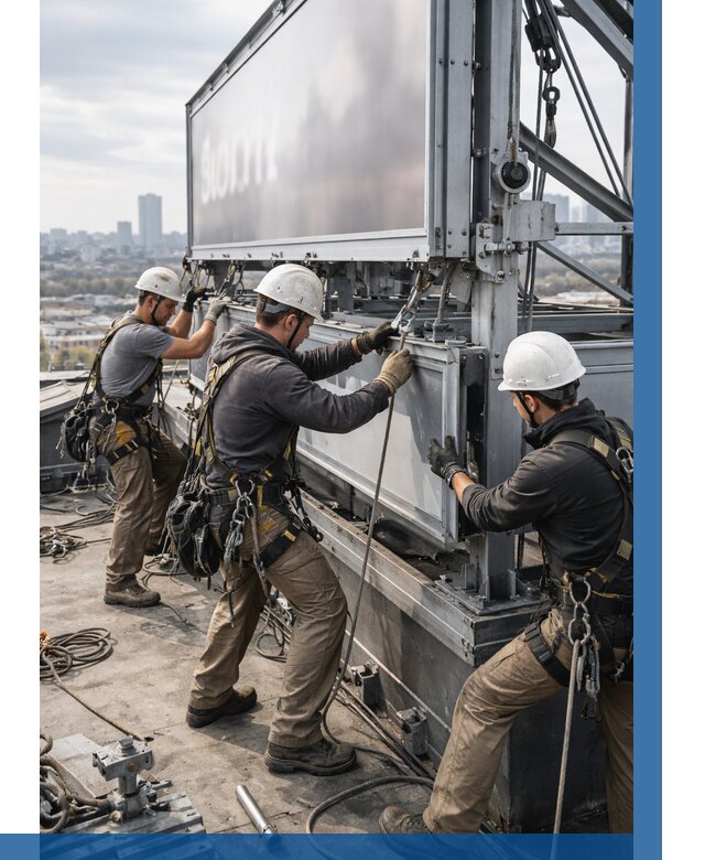 Монтаж крышной рекламной конструкции в Братске от 61224 р.|ВЫСОТНИК-Брт