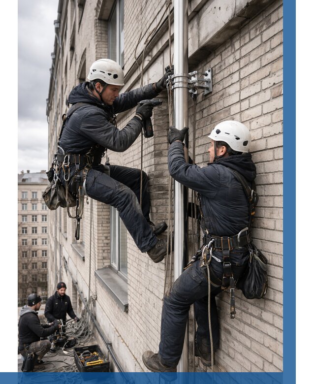 Монтаж флагштока на здании в Братске от 6633 р. | ВЫСОТНИК-Брт