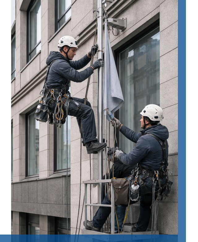 Установка флагов на фасаде в Братске от 4592 р. | ВЫСОТНИК-Брт