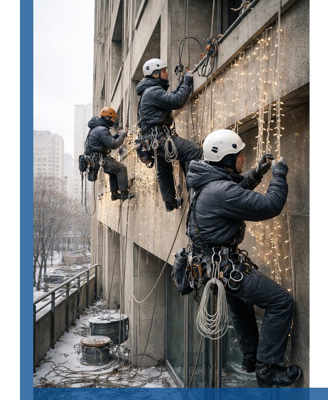 Монтаж новогодней иллюминации и украшение фасадов в Братске