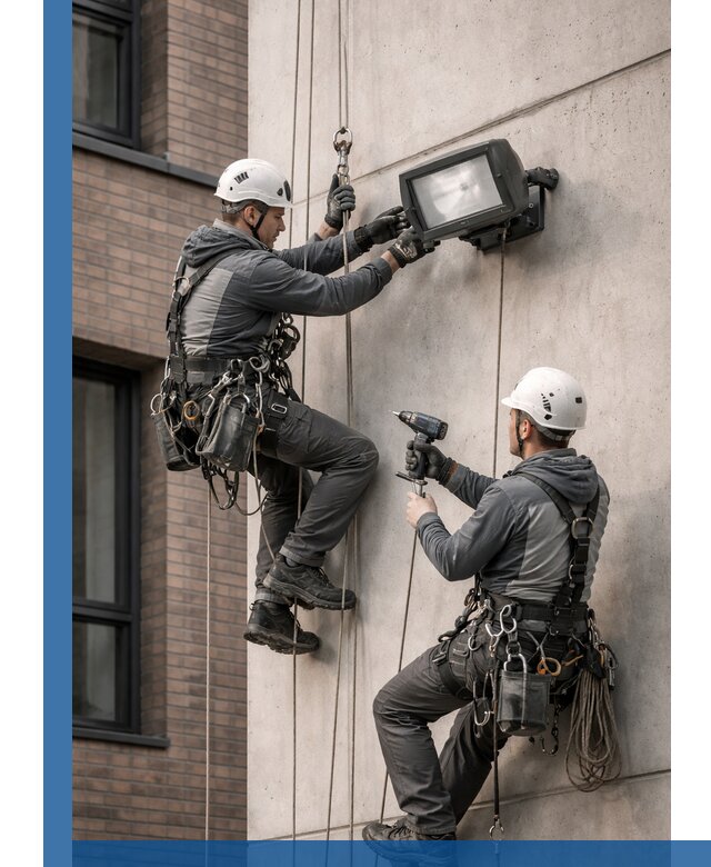 Профессиональный монтаж фасадных прожекторов в Братске под ключ