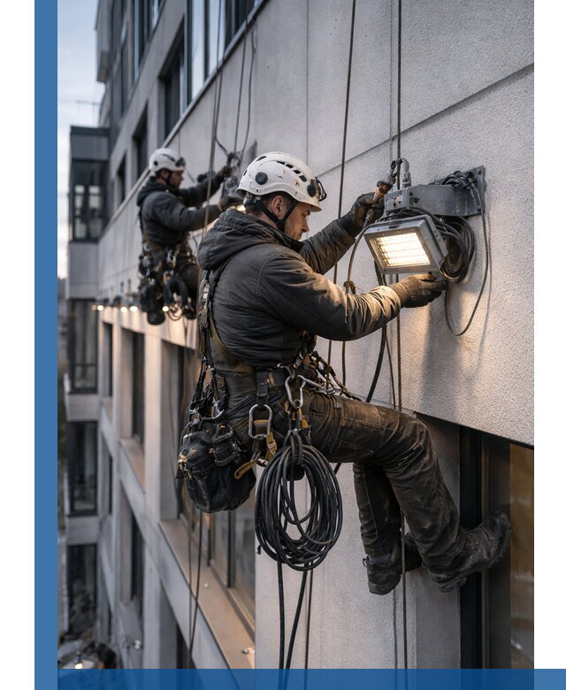 Монтаж фасадного освещения в Братске установка и подключение