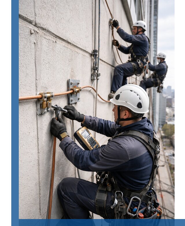 Монтаж системы заземления здания и молниезащиты в Братске