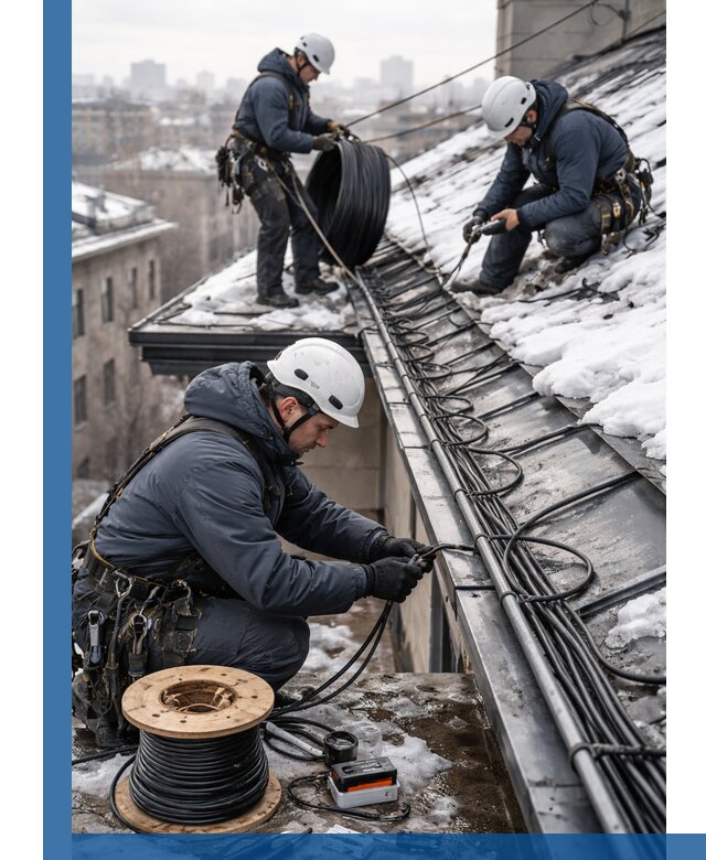 Монтаж греющего кабеля на кровле в Братске под ключ