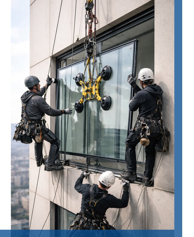 Монтаж стеклопакетов на высоте в Братске от 3265 р. | ВЫСОТНИК-Брт