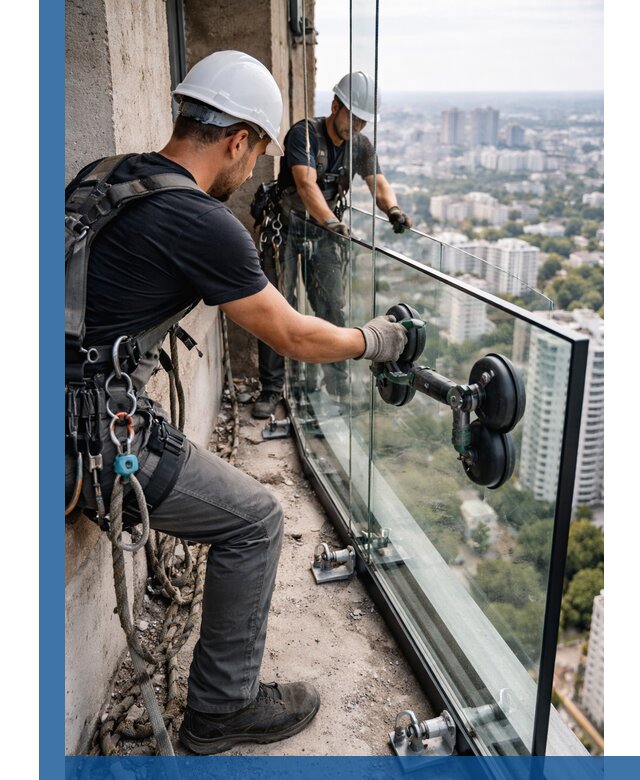 Монтаж стеклянных ограждений под ключ с гарантией в Братске