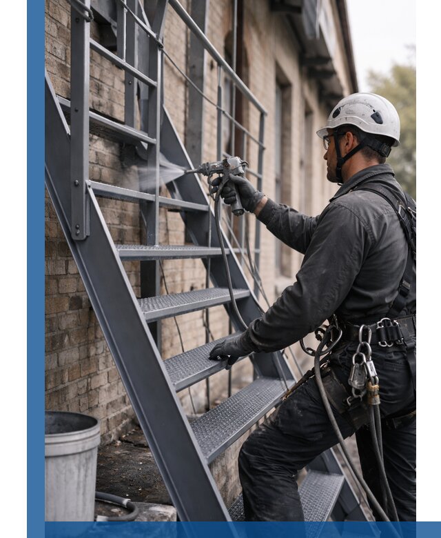 Покраска и антикоррозионная защита пожарных лестниц в Братске