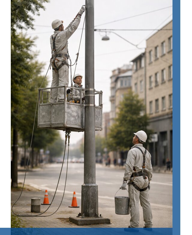Покраска опор освещения в Братске от 5102 р. | ВЫСОТНИК-Брт