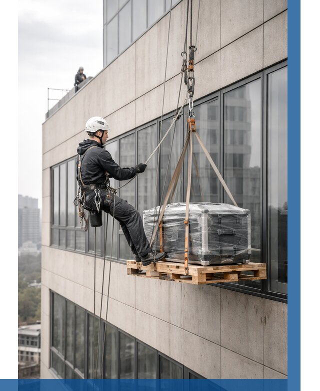 Спуск груза по фасаду в Братске от 3571 р. | ВЫСОТНИК-Брт