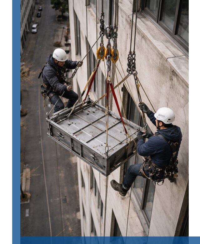 Спуск и подъем грузов по фасаду в Братске для зданий