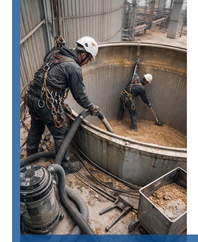 Профессиональная чистка зерновых бункеров в Братске с выездом