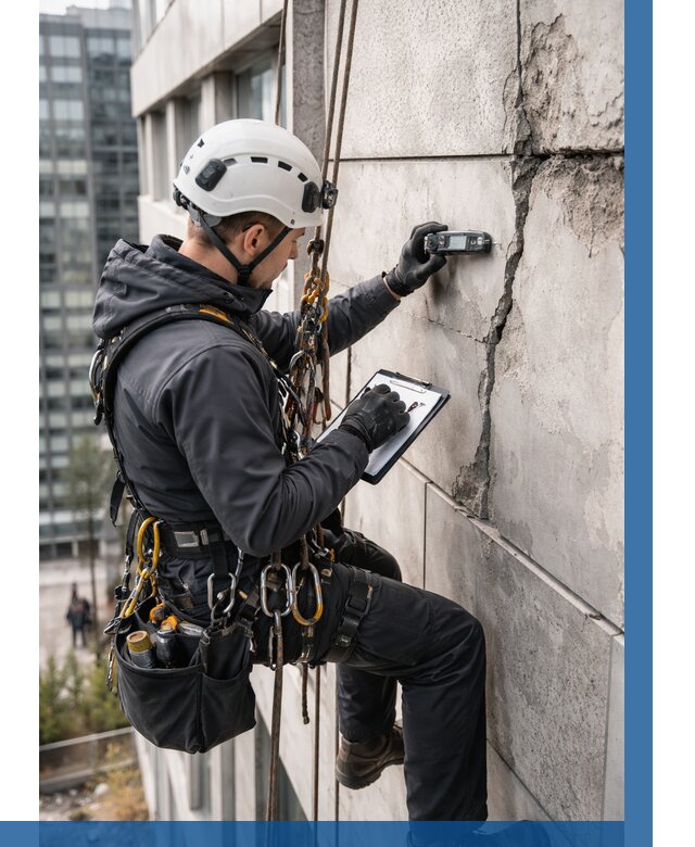 Обследование фасада альпинистами в Братске от 122 р. | ВЫСОТНИК-Брт