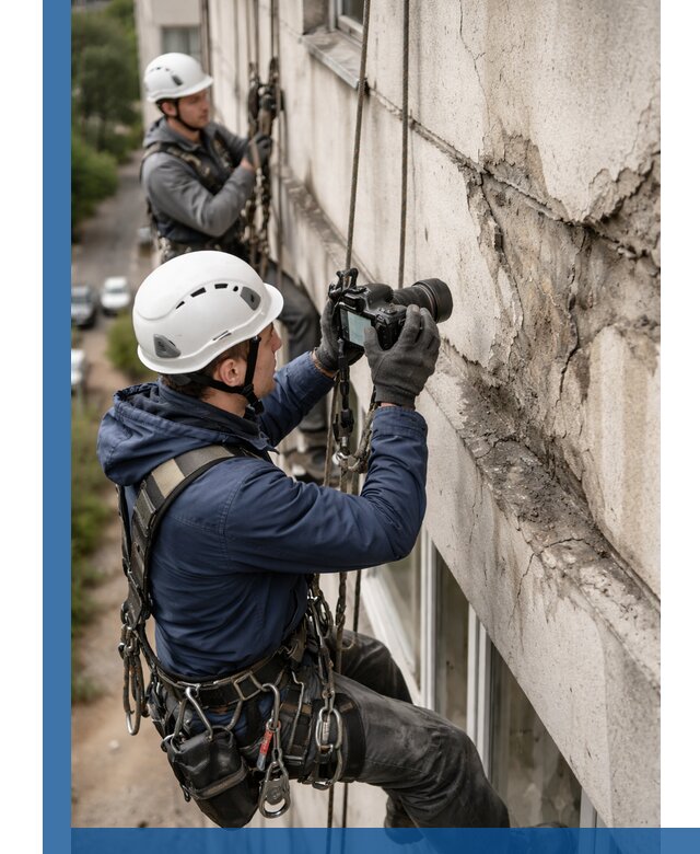 Фотофиксация дефектов фасада с высотной съемкой в Братске