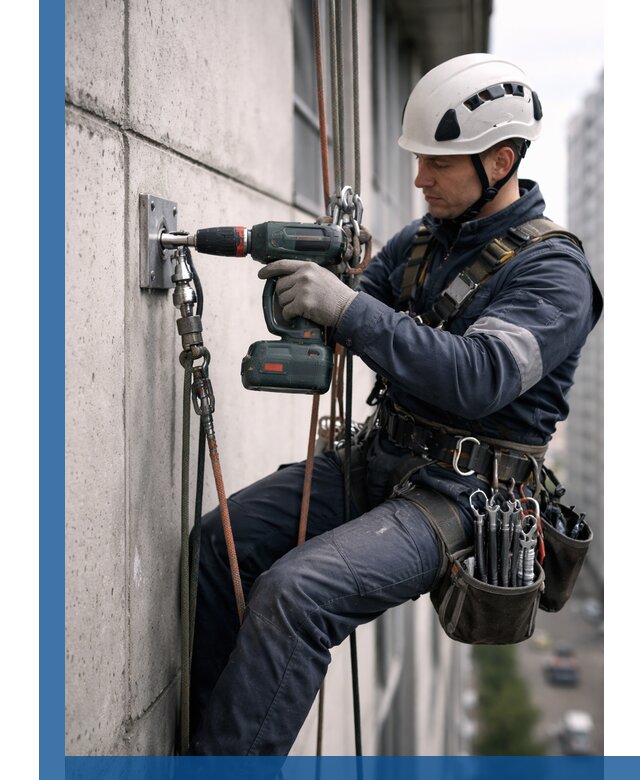 Установка анкерных точек для высотных работ в Братске